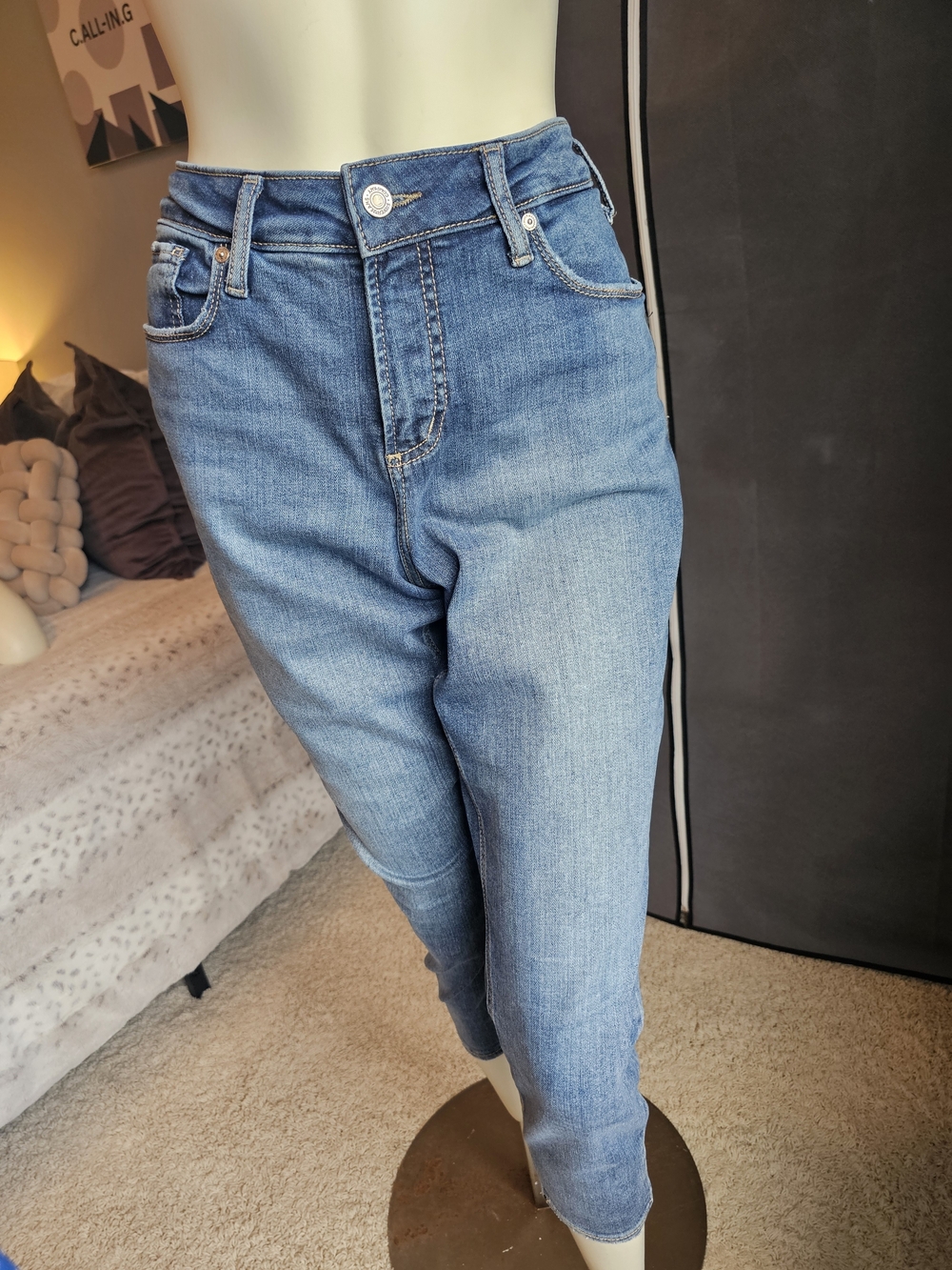 Silver Jeans Light Blue Ankle Crop High-Rise Slim Jeans